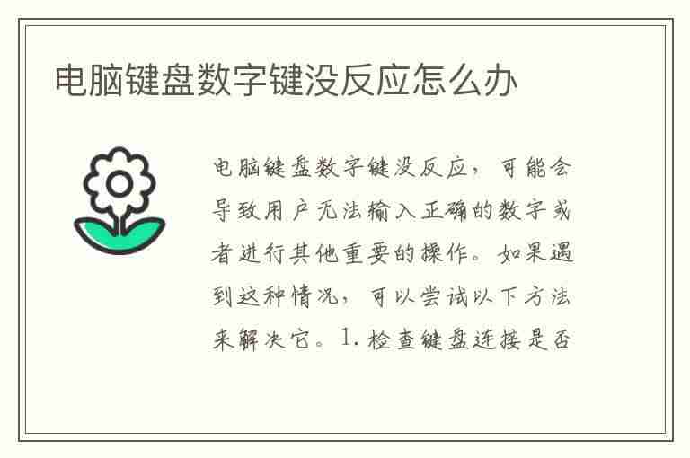 电脑键盘数字键没反应怎么办